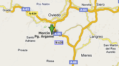 Mapa de las carreteras principales del centro de Asturias